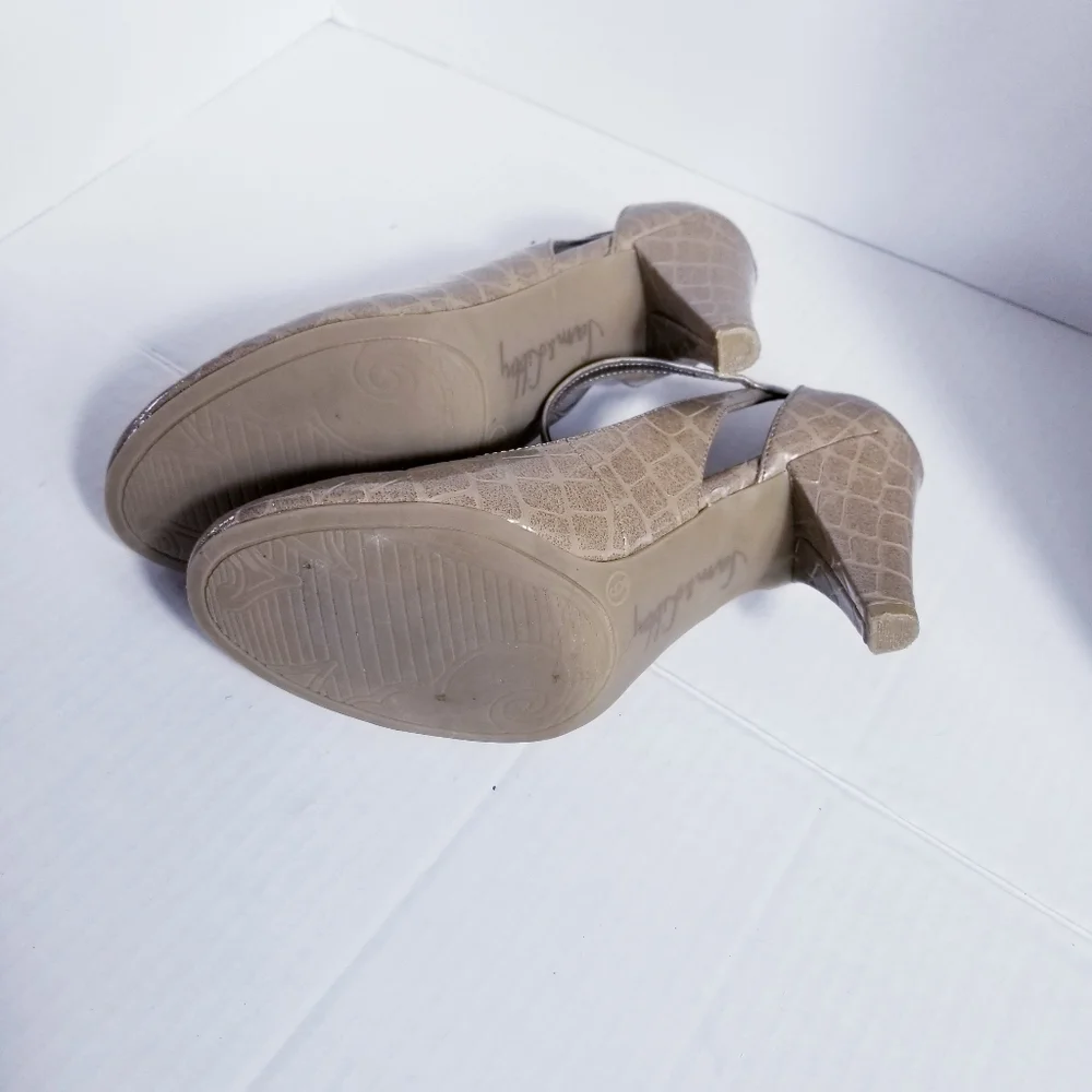 SAM & LIBBY TEXTURED HIGH HEEL TAN SHOE SIZE 6